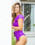 Alta Marea One Shoulder High Waist Ruffles Purple Bikini